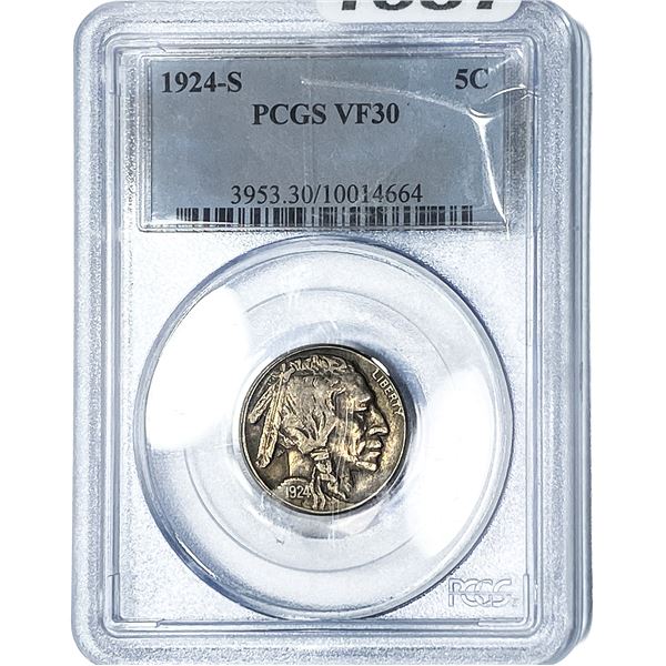 1924-S Buffalo Nickel PCGS VF30