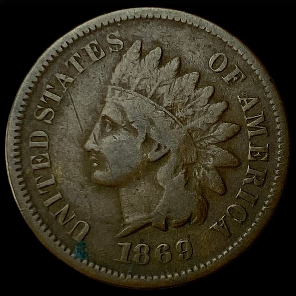 1869 Indian Head Cent ABOUT UNCIRCULATED