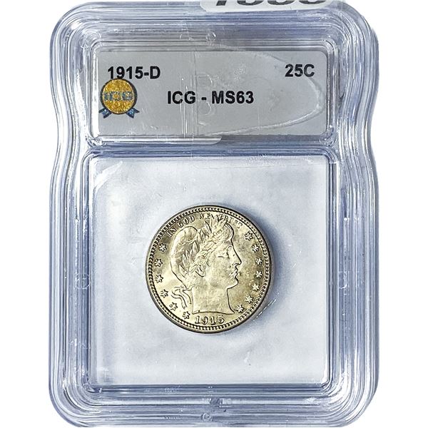 1915-D Barber Quarter ICG MS63