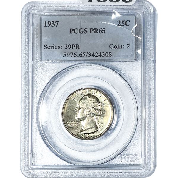 1937 Washington Silver Quarter PCGS PR65
