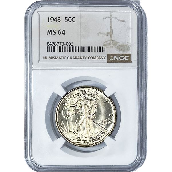 1943 Walking Liberty Half Dollar NGC MS64