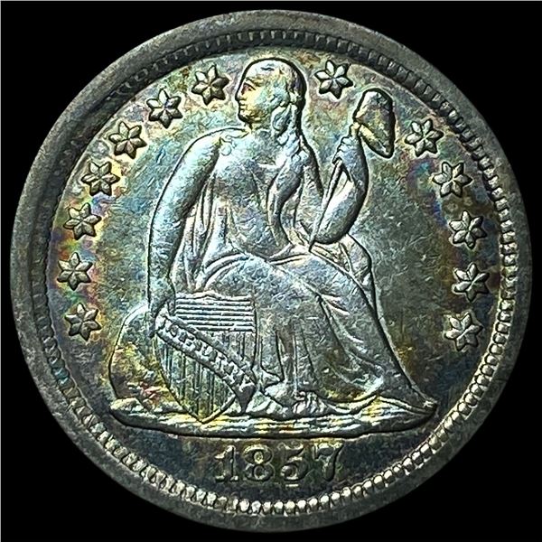1857 Silver Seated Liberty Dime CHOICE AU