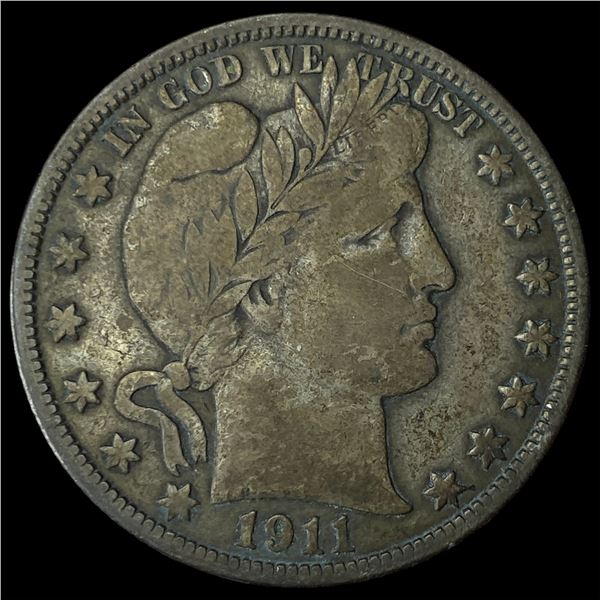 1911 Silver Barber Half Dollar LIGHTLY  CIRCULATED