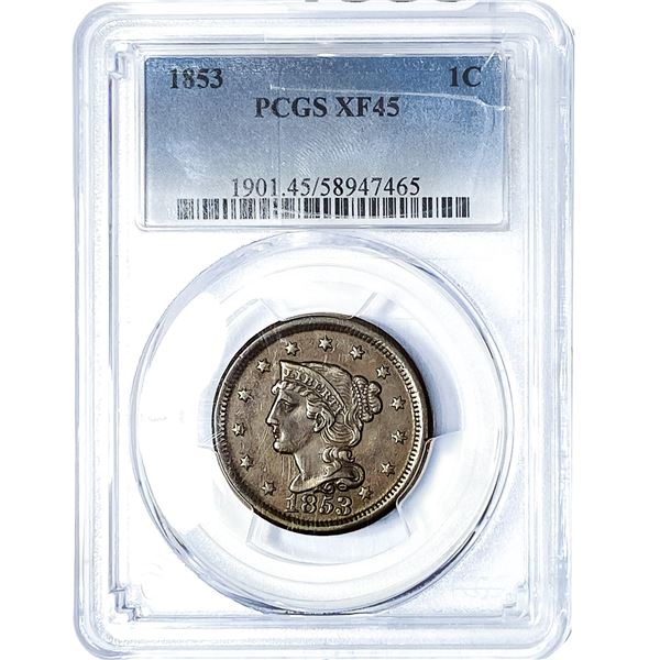 1853 Braided Hair Large Cent PCGS XF45