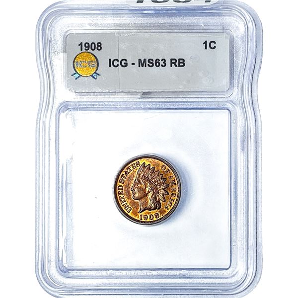 1908 Indian Head Cent ICG MS63 RB