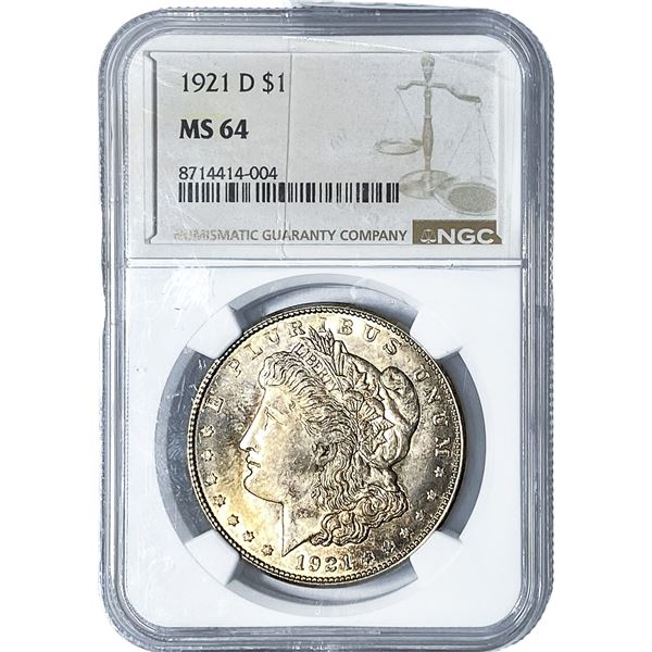 1921-D Morgan Silver Dollar NGC MS64