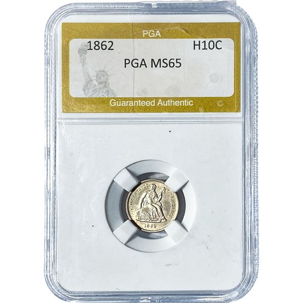 1862 Seated Liberty Half Dime PGA MS65
