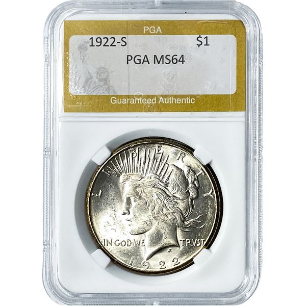 1922-S Silver Peace Dollar PGA MS64