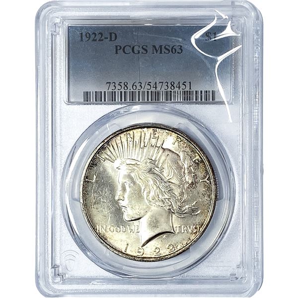 1922-D Silver Peace Dollar PCGS MS63