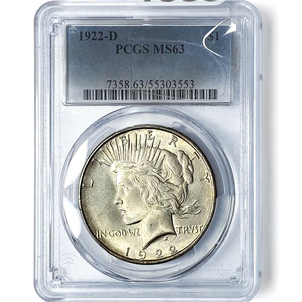 1922-D Silver Peace Dollar PCGS MS63