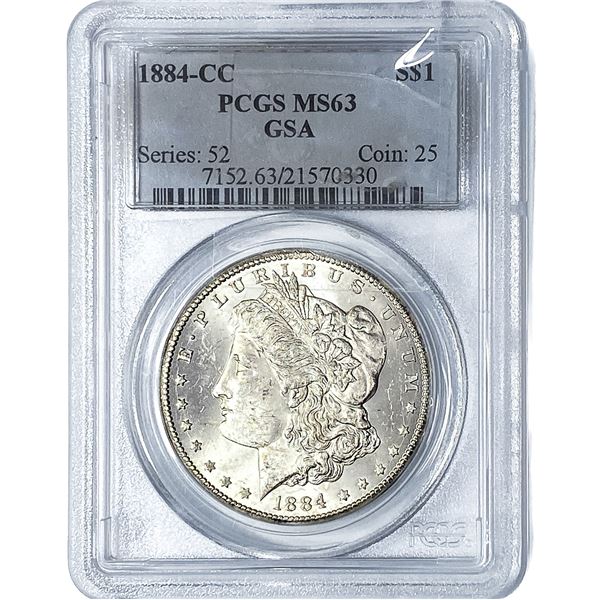 1884-CC Morgan Silver Dollar PCGS MS63 GSA