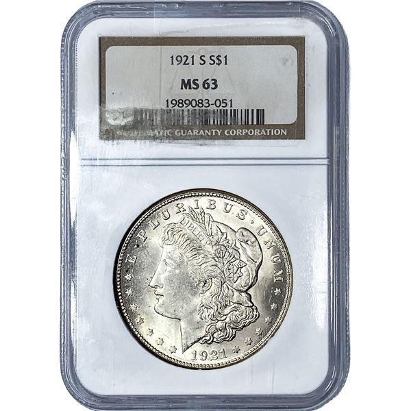 1921-S Morgan Silver Dollar NGC MS63
