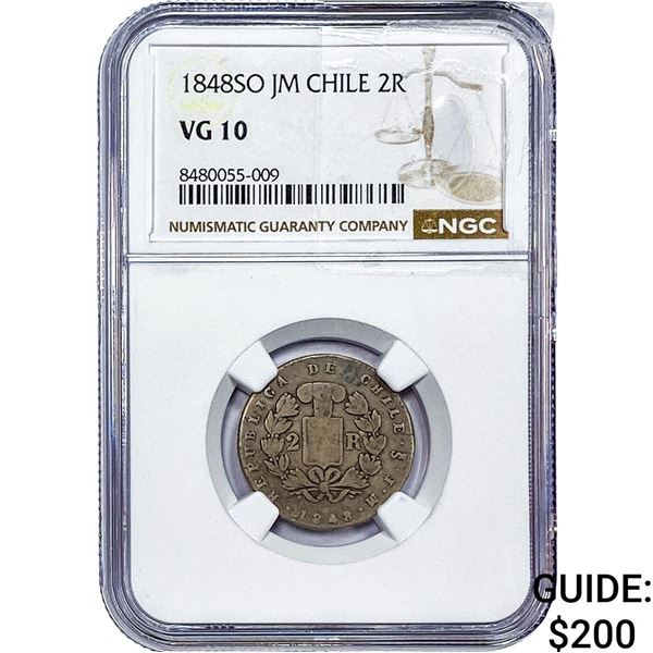 1848 Chile Silver 2 Reales NGC VG10