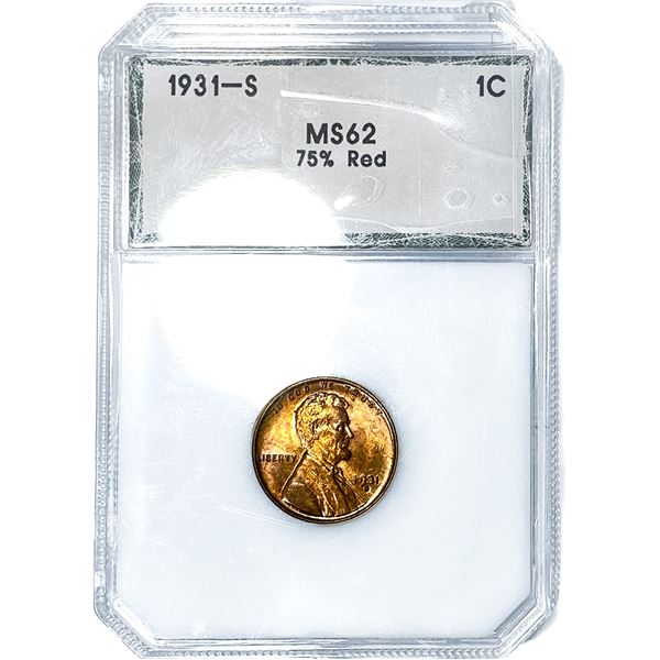 1931-S Wheat Cent PCI MS62 Red
