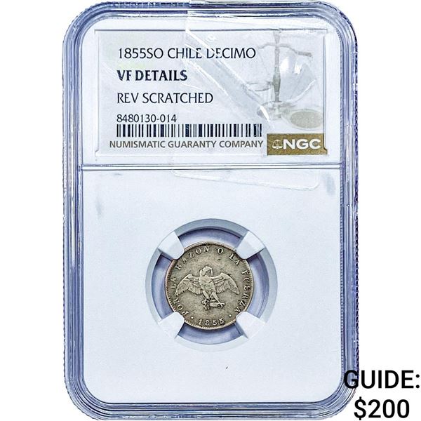 1855 Chile Silver Decimo NGC VF Details