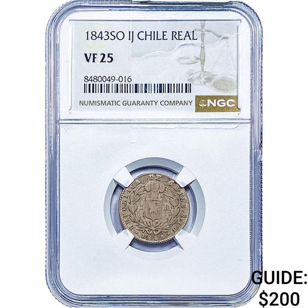 1843-SO Chile Silver 1 Real NGC VF25