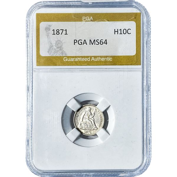 1871 Seated Liberty Half Dime PGA MS64