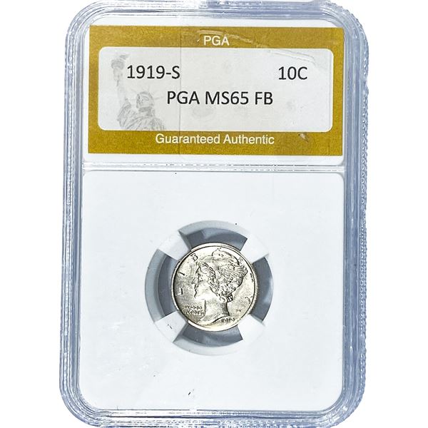 1919-S Mercury Silver Dime PGA MS65 FB