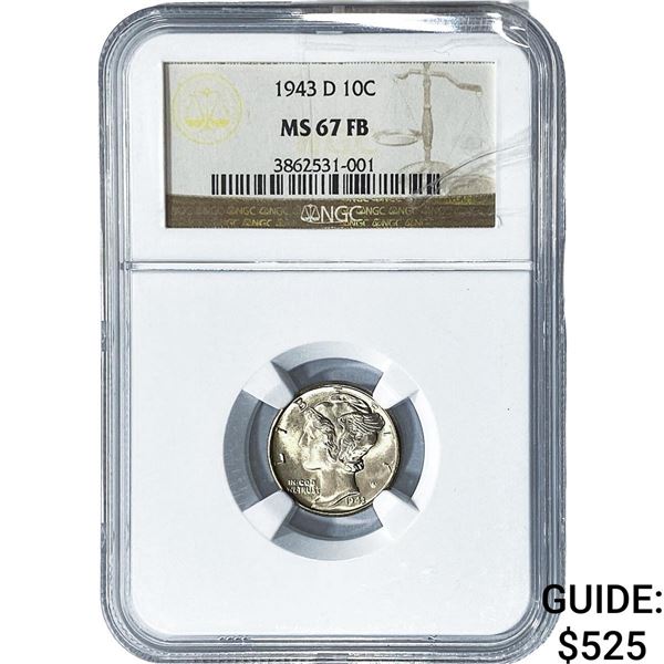 1943-D Mercury Silver Dime NGC MS67 FB