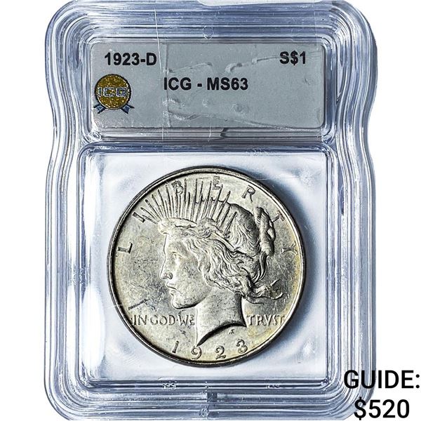 1923-D Silver Peace Dollar ICG MS63