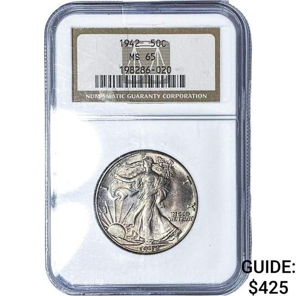1942 Walking Liberty Half Dollar NGC MS65