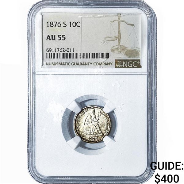 1876-S Seated Liberty Dime NGC AU55