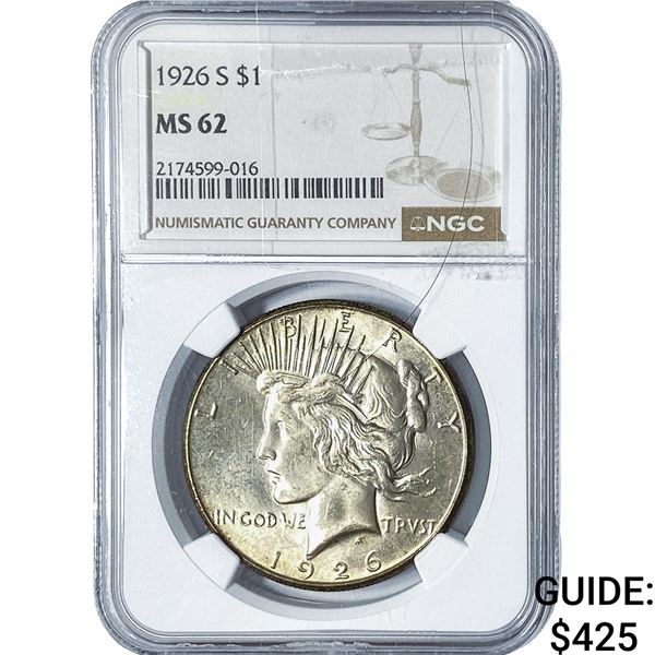 1926 Silver Peace Dollar NGC MS62