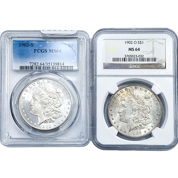 [2] 1902-S, 1902-O Morgan Silver Dollar PCGS/NGC MS64