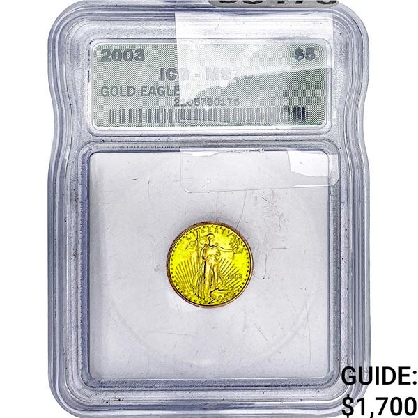2003 $5 Gold Eagle 1/10oz ICG MS70