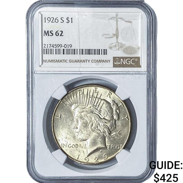 1926-S Silver Peace Dollar NGC MS62