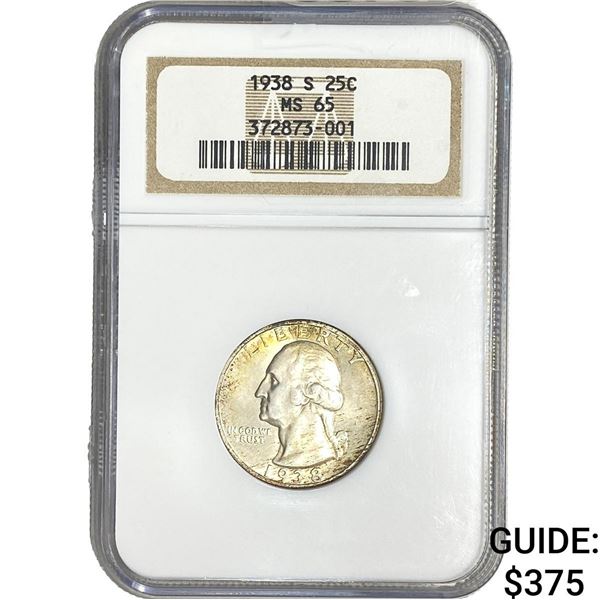 1938-S Washington Silver Quarter NGC MS65