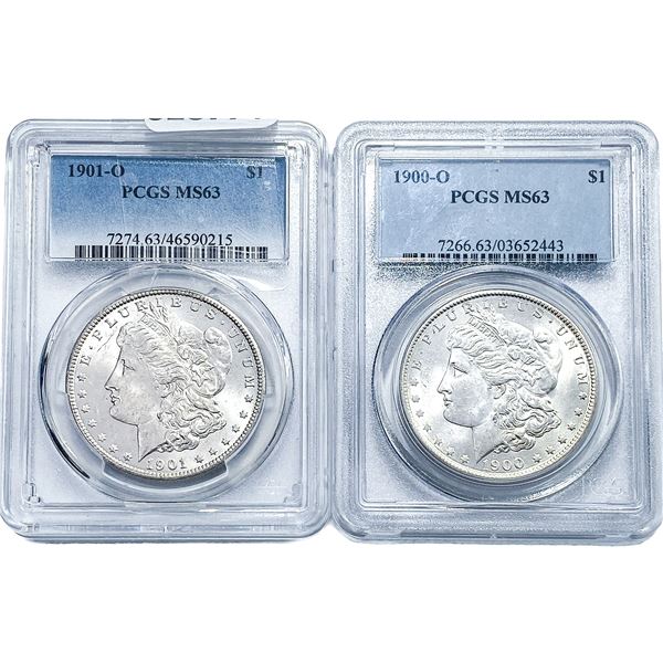[2] 1901-O, 1900-O Morgan Silver Dollar PCGS  MS63