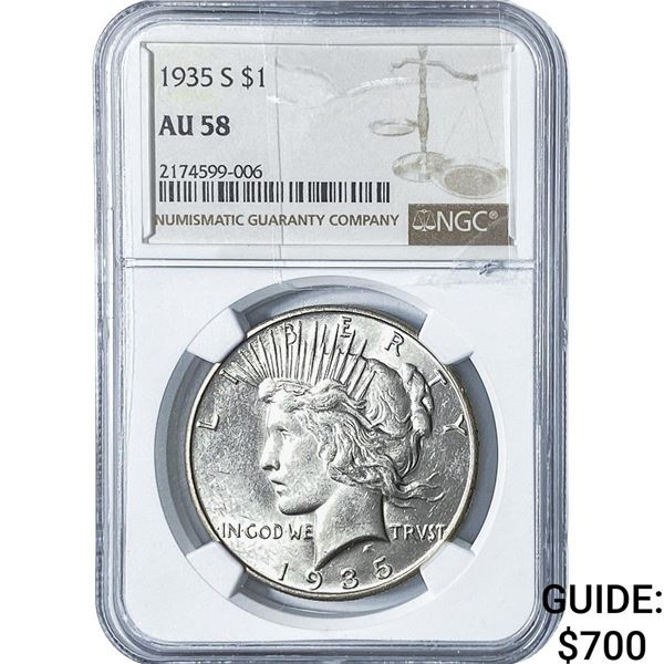 1935-S Silver Peace Dollar NGC AU58