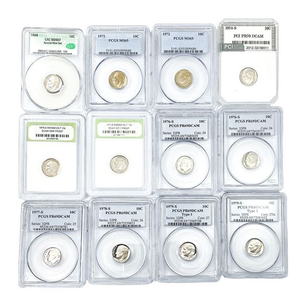 [12] 1965-1979 Dimes MS65-PR70 DCAM PCGS PCI CAC
