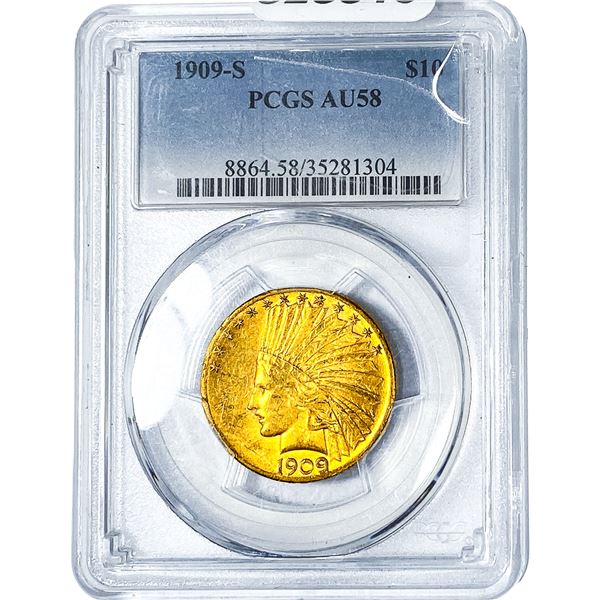 1909-S $10 Gold Eagle PCGS AU58