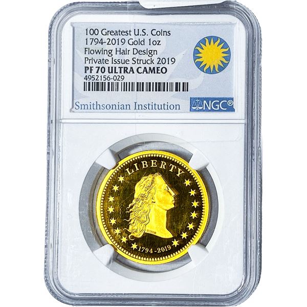 2019 Gold 1oz Flowing Hair NGC PF70 UC