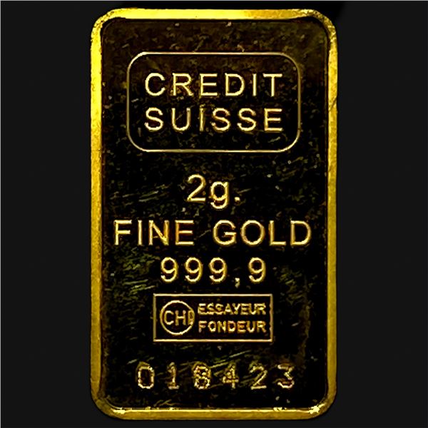 1985 Credit Suisse 2g Gold Bar .9999