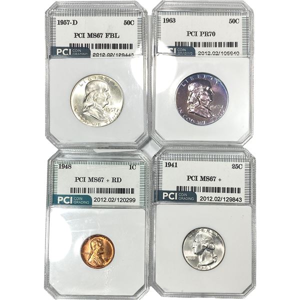 [4] 1941-1963 U.S. Coin Lot 1C 25C, & 50C PCI