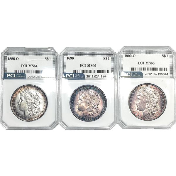 [3] 1886-1902 Morgan Silver Dollar PCI MS64-MS66