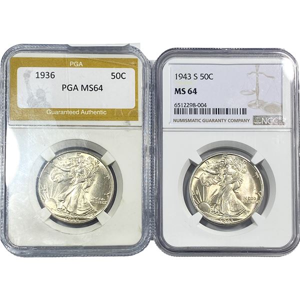 [2] 1936-1943 Walking Liberty Half Dollar MS64