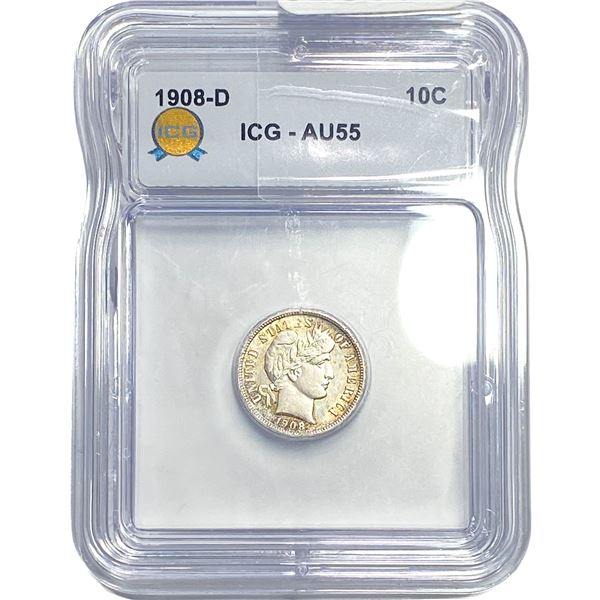 1908-D Barber Dime ICG AU55