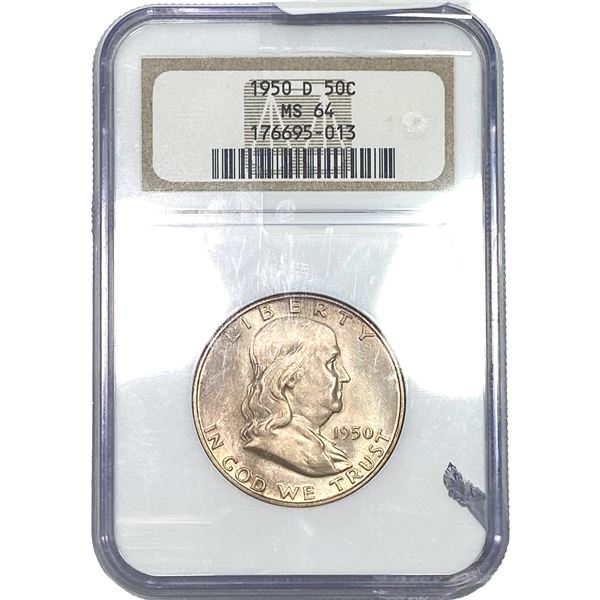 1950-D Franklin Half Dollar NGC MS64