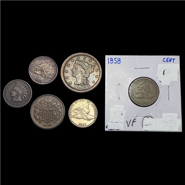 [6] 1853-1887 U.S. Coin Lot 1C & 2C