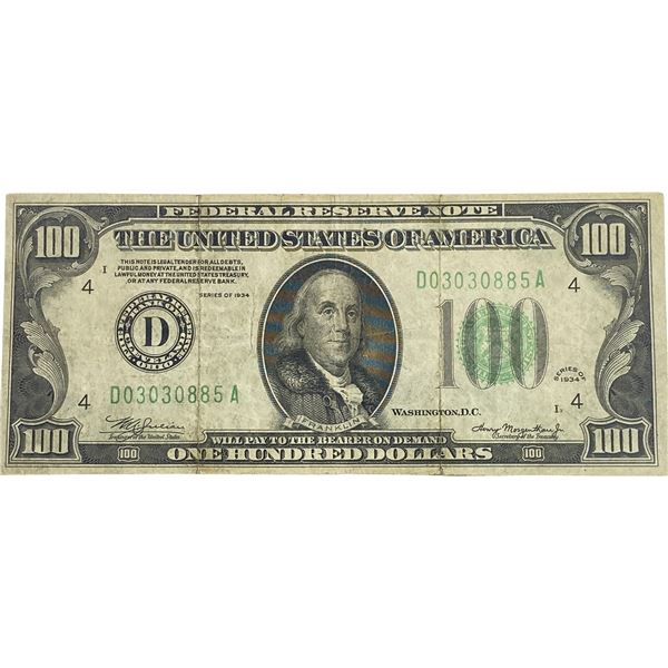 1934 $100 Fed Res Note Cleveland