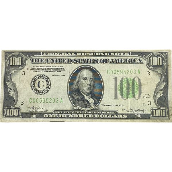 1934 $100 Fed Res Note Philidelphia