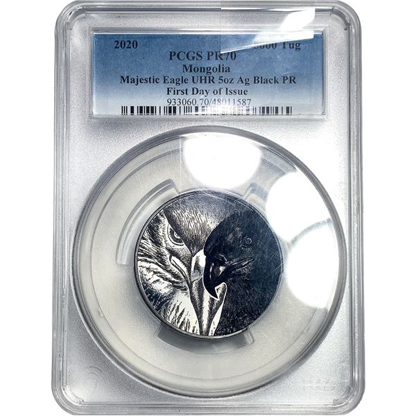 2020 Mongolia 5oz Black Silver 5000 TÃ¶grÃ¶g  PR70