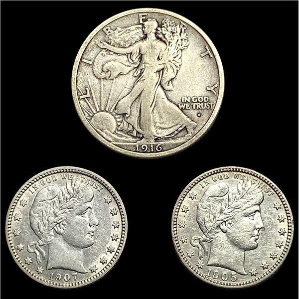 [3] 1905-1916 U.S. Silver Coin Lot 25C & 50C