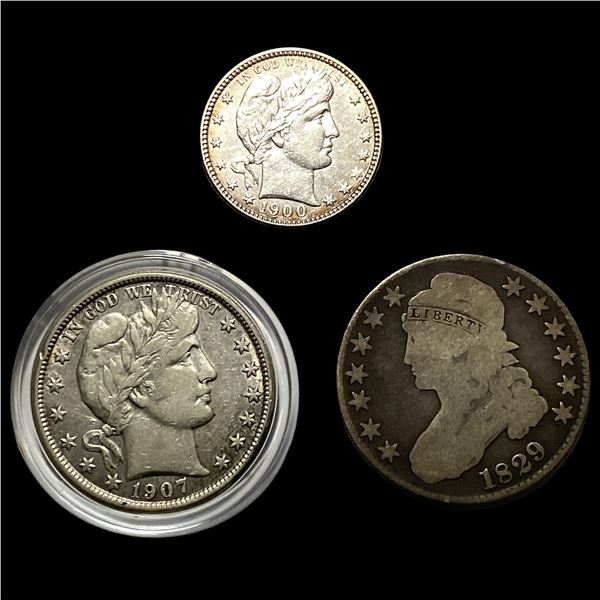 [3] 1829-1907 U.S. Coin Lot  25C & 50C