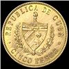 Image 2 : 1916 Cuba Gold 5 Pesos