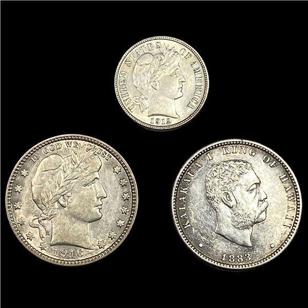 [3] 1883-1916 U.S & Hawaii Silver Coin Lot